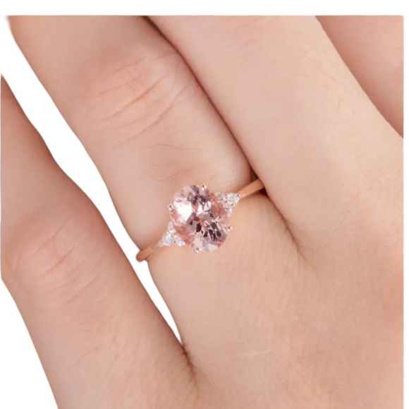 Rose Gold Cubic Zirconia Light Amber Stone with Rhinestones - Picture 5 of 7